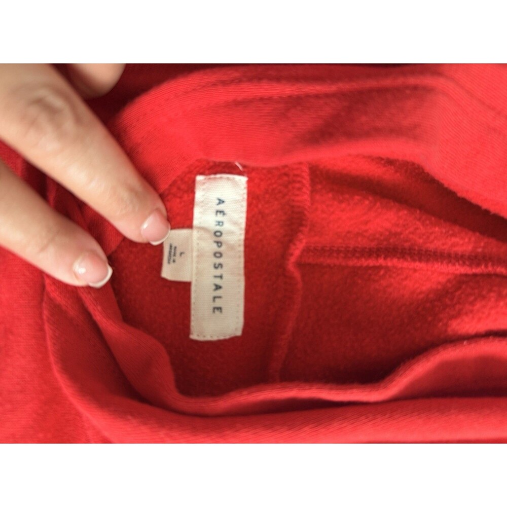 Aeropostale Men’s L Red Pullover Hoodie Graphic Logo Fleece Pockets - Picture 2 of 3